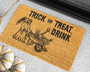Funny Skeleton Halloween Doormat For Adult Parties - Trick Or Drink Entryway Decor