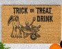 Funny Skeleton Halloween Doormat For Adult Parties - Trick Or Drink Entryway Decor