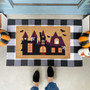 Ghostly Haunted House Doormat For Halloween Lovers - Spooky Welcome Mat, Large Outdoor Halloween Door Decor