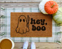 Funny Hey Boo Ghost Doormat For Halloween - Personalized Fall Welcome Mat