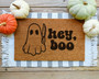 Funny Hey Boo Ghost Doormat For Halloween - Personalized Fall Welcome Mat