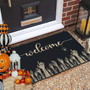 Skeleton Theme Halloween Doormat - Outdoor Welcome Mat For Patio - Fall Accent Rug