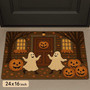 Cute Spooky Ghost Pumpkin Mat For Outdoor Trick Or Treat - Halloween Porch Decor