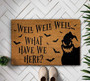 "Well Well Well, What Have We Here?" Doormat – Spooky Bat Welcome Mat for Halloween Porch Decor