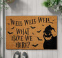 "Well Well Well, What Have We Here?" Doormat – Spooky Bat Welcome Mat for Halloween Porch Decor