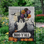 Spooky Boo Y'All Ghost Garden Flag - Halloween Outdoor Decor For Fall Porch - Trick Or Treat Yard Sign