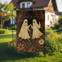 Cute Dancing Ghost Couple Garden Flag For Halloween - Vintage Floral Halloween Yard Decoration