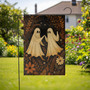 Cute Dancing Ghost Couple Garden Flag For Halloween - Vintage Floral Halloween Yard Decoration