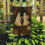 Cute Dancing Ghost Couple Garden Flag For Halloween - Vintage Floral Halloween Yard Decoration