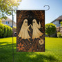 Cute Dancing Ghost Couple Garden Flag For Halloween - Vintage Floral Halloween Yard Decoration
