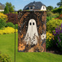 Halloween Floral Ghost Garden Flag For Spooky Fall Yard - Rustic Autumn Outdoor Decoration