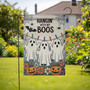 Cute Ghost Halloween Garden Flag For Outdoor Fall Decor - Hangin' With My Boos Theme With Pumpkins And Flowers