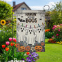 Cute Ghost Halloween Garden Flag For Outdoor Fall Decor - Hangin' With My Boos Theme With Pumpkins And Flowers