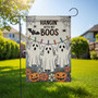 Cute Ghost Halloween Garden Flag For Outdoor Fall Decor - Hangin' With My Boos Theme With Pumpkins And Flowers
