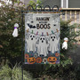 Cute Ghost Halloween Garden Flag For Outdoor Fall Decor - Hangin' With My Boos Theme With Pumpkins And Flowers