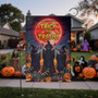 Spooky Halloween Garden Flag With Raccoons & Pumpkins - Witchy Outdoor Decor - Trick Or Trashy Design