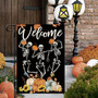 Humorous Skeleton Halloween Garden Flag For Autumn - Farmhouse Yard Decor For Thanksgiving