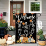 Humorous Skeleton Halloween Garden Flag For Autumn - Farmhouse Yard Decor For Thanksgiving