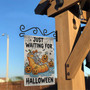 Funny Skeleton 'Just Waiting For Halloween' Garden Flag For Spooky Outdoor Fall Decoration