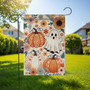 Whimsical Boho Ghost And Pumpkin Garden Flag - Outdoor Halloween Floral Decor With Sunflowers, Perfect For Autumn Yards
