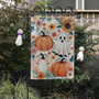 Whimsical Boho Ghost And Pumpkin Garden Flag - Outdoor Halloween Floral Decor With Sunflowers, Perfect For Autumn Yards