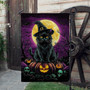 Spooky Halloween Black Cat Flag For Porch & Garden - Witch Themed Outdoor Decor