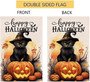 Halloween Black Cat And Pumpkin House Flag - Outdoor Holiday Decor 28x40, Burlap Yard Decoration