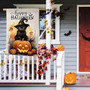 Halloween Black Cat And Pumpkin House Flag - Outdoor Holiday Decor 28x40, Burlap Yard Decoration
