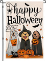 Double Sided Halloween Dog Ghost Garden Flag 12x18 Burlap For Outdoor Holiday Decor