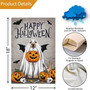 Charming Halloween Garden Flag With Dog Ghost & Pumpkin For Outdoor Decor - Perfect For Pet Lovers