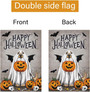 Charming Halloween Garden Flag With Dog Ghost & Pumpkin For Outdoor Decor - Perfect For Pet Lovers