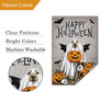 Charming Halloween Garden Flag With Dog Ghost & Pumpkin For Outdoor Decor - Perfect For Pet Lovers
