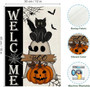 Welcome Halloween Garden Flag 12x18 Double Sided Burlap - Black Cat Spooky Ghost Design For Outdoor Patio