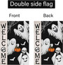 Spooky Halloween Ghost Garden Flag - Double Sided 12x18 Burlap For Outdoor Seasonal Decor