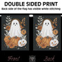 Cute Halloween Ghost House Flag For Outdoor Fall Decor - Goth Garden Banner With Floral Design