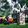 Spooky Halloween Mummy Gnome Flag - Outdoor Garden Decoration With Spider Web And Pumpkin Theme