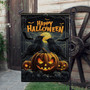Double-Sided Halloween House Flag With Ravens And Pumpkins - Porch And Garden Decor