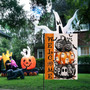 Spooky Halloween Pumpkin Garden Flag With Ghosts & Skeletons - Outdoor Decor For Yard & Lawn