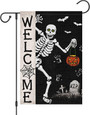 Spooky Skeleton-Themed Halloween Garden Flag - 12x18 Double Sided Burlap DéCor For Outdoor Seasonal Display