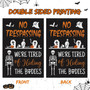 Halloween Skeleton Garden Flag - Trick Or Treat Outdoor Decor - Skull Ghost No Trespassing - Double Sided Burlap