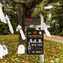 Halloween Skeleton Garden Flag - Trick Or Treat Outdoor Decor - Skull Ghost No Trespassing - Double Sided Burlap