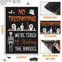 Halloween Skeleton Garden Flag - Trick Or Treat Outdoor Decor - Skull Ghost No Trespassing - Double Sided Burlap