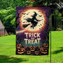 Spooky Trick Or Treat Halloween Flag For Outdoor Gardens - Witch-Themed Seasonal Yard Decor