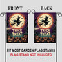 Spooky Trick Or Treat Halloween Flag For Outdoor Gardens - Witch-Themed Seasonal Yard Decor