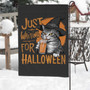Just Waiting For Halloween Witchy Garden Flag - Spooky Cat Design For Fall Decorations