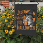 Just Waiting For Halloween Witchy Garden Flag - Spooky Cat Design For Fall Decorations