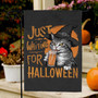 Just Waiting For Halloween Witchy Garden Flag - Spooky Cat Design For Fall Decorations