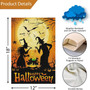Double-Sided Witch Halloween Garden Flag - 12x18 Burlap Seasonal Outdoor Decor