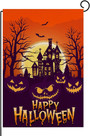 Spooky Haunted House Pumpkin Garden Flag - Halloween Outdoor Patio Decor