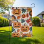 Retro Halloween Garden Flag With Jack-O'-Lanterns And Colorful Leaves - Vintage Fall Outdoor Decoration